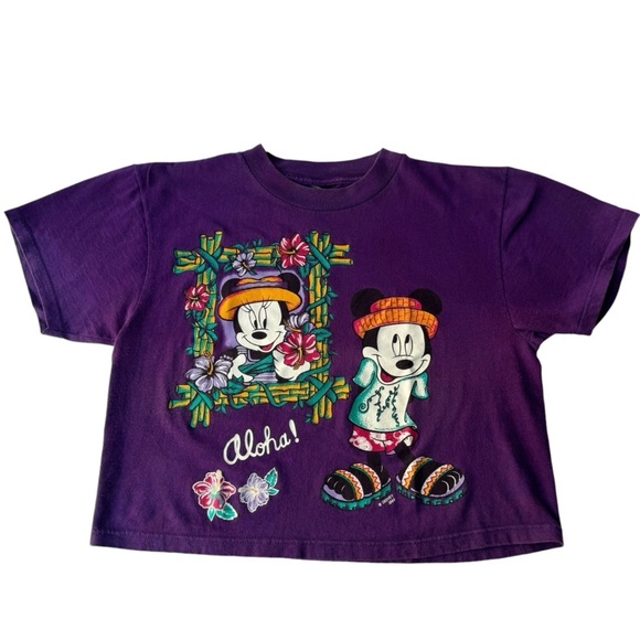 Vintage tropical Mickey Mouse crop top islander Minnie mouse retro shirt 80s 90s - Picture 5 of 16